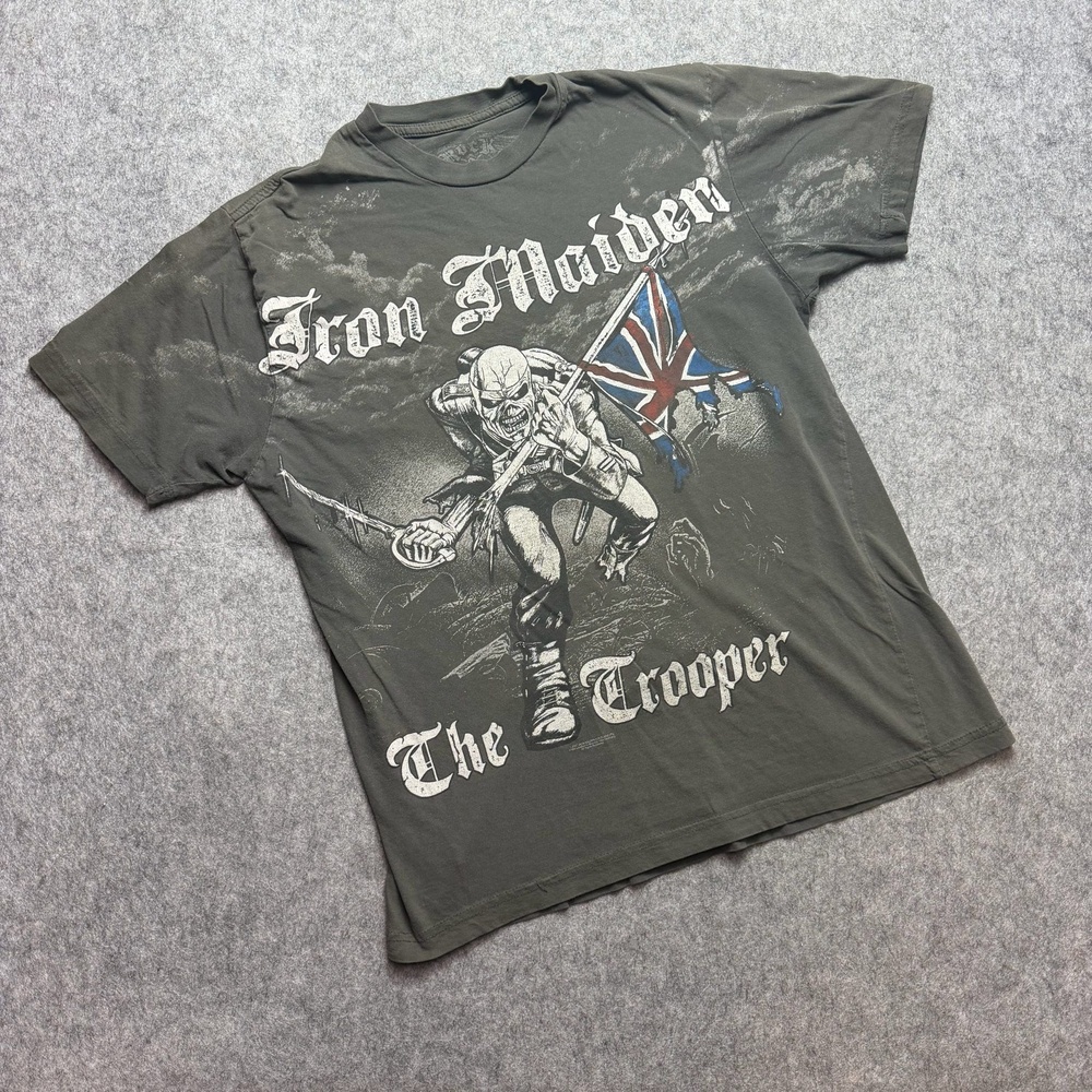 Iron Maiden Rock & Rebellion Shirt Mens Large Gray The Trooper Graphic Tee